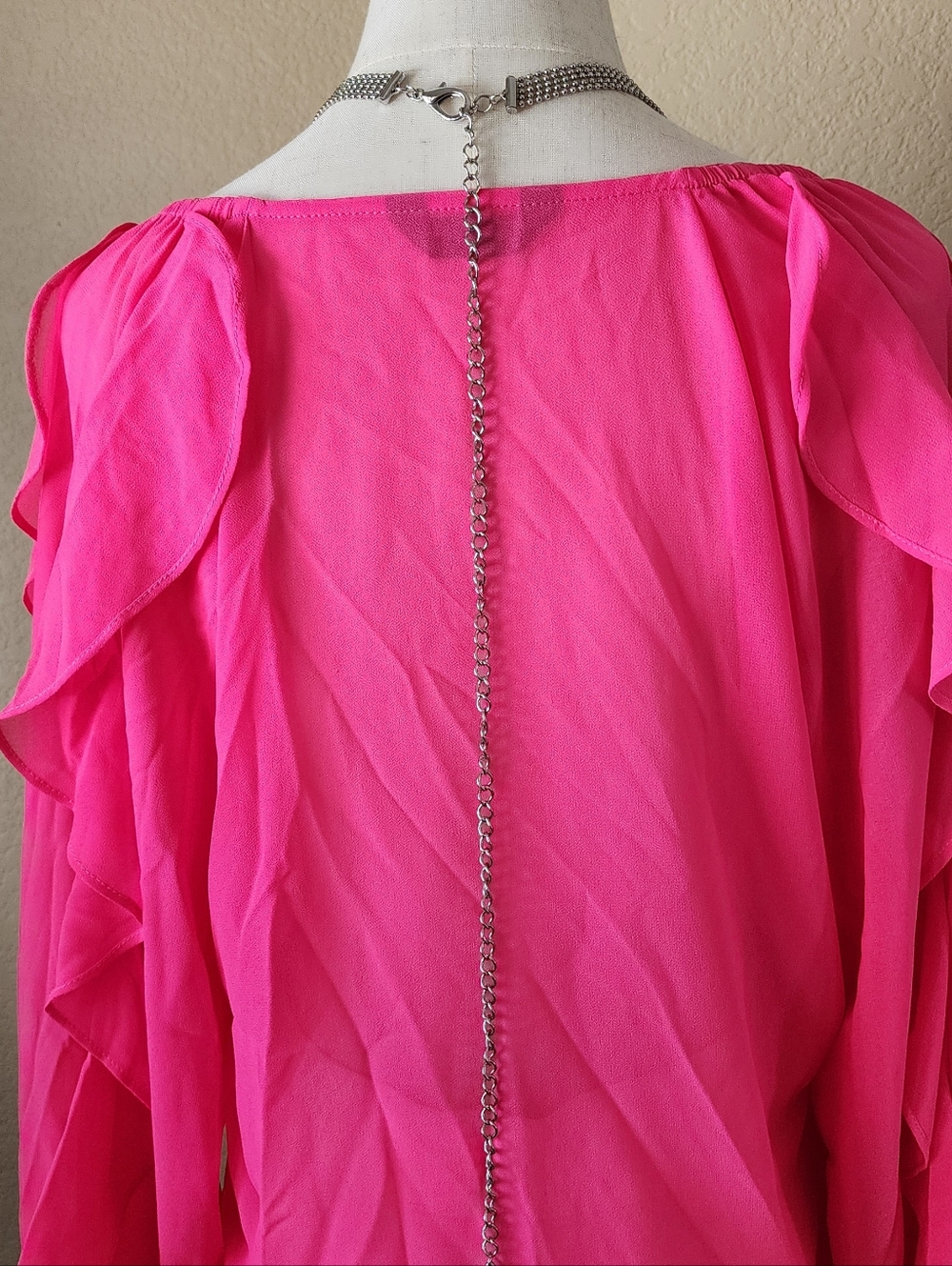 Hot Pink Ruffle Blouse - Picture 5 of 8